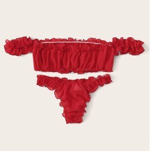 Fem Trim Sheer Bardot Lingerie Set